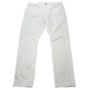 Gap Slim Fit Denim Jeans Men's Size 36x32 Solid White Cotton 5-Pocket Tapered